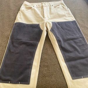 Rude Jude Utility Jean in cream / washed black.